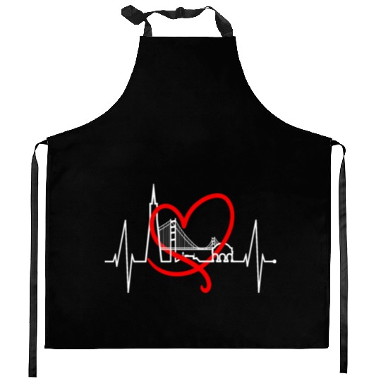 San Francisco Skyline Heartbeat California Lover Kitchen Aprons