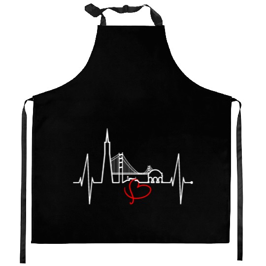 San Francisco Skyline Heartbeat California Lover Kitchen Aprons