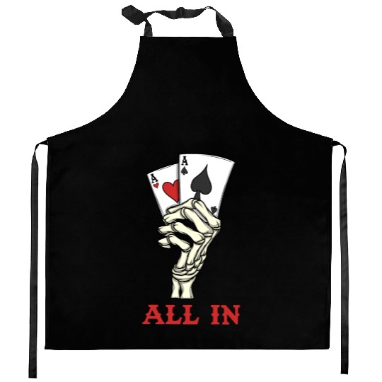 Poker Player Poker Cards Ace Skeleton Hand Poker Kitchen Aprons