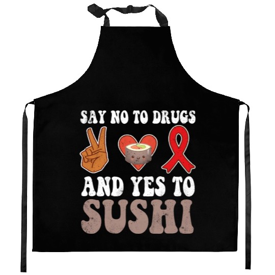 Peace Ribbon Week Awareness Yes Sushi Wear Red Kitchen Aprons