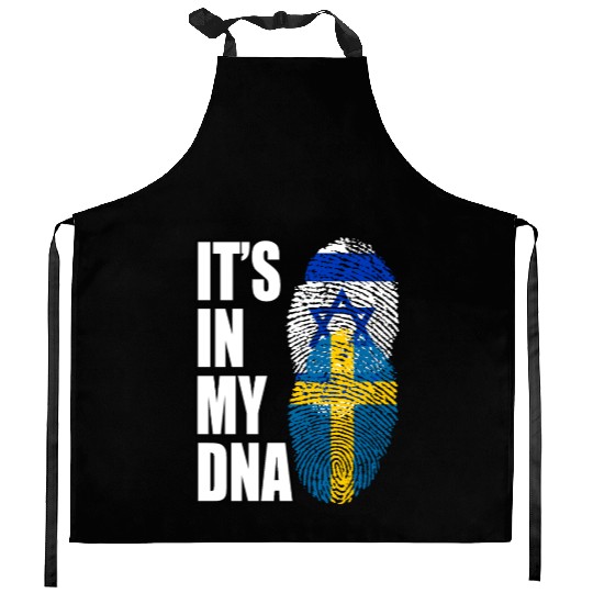 Israel And Swedish Mix Heritage DNA Flag Kitchen Aprons