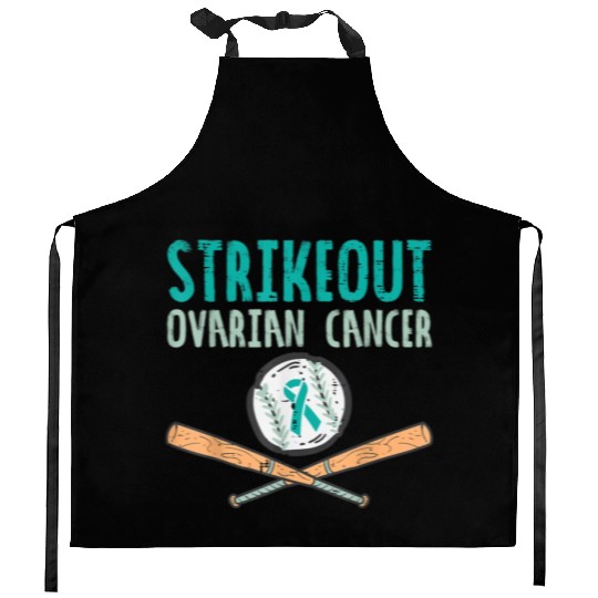 Funny Baseball Lover For Teal Ribbon Awareness Kitchen Aprons