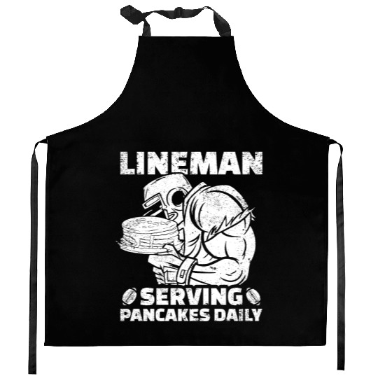 Lineman Serving Pancakes Daily Football Gift Kitchen Aprons