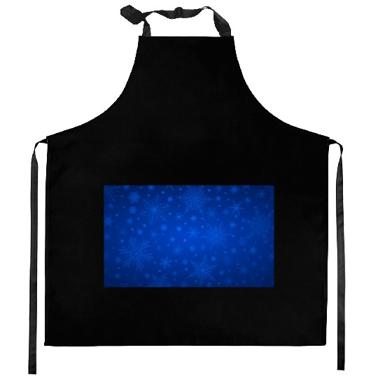 Beautiful Blue Snowflakes Pattern Kitchen Aprons