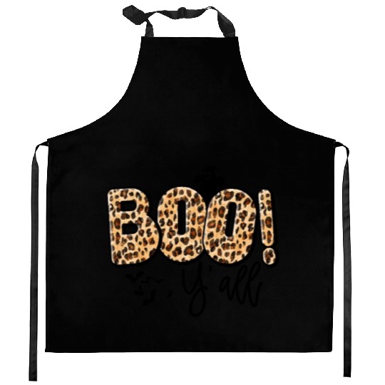 Boho Boo Y'all Halloween Leaopard Print Kitchen Aprons