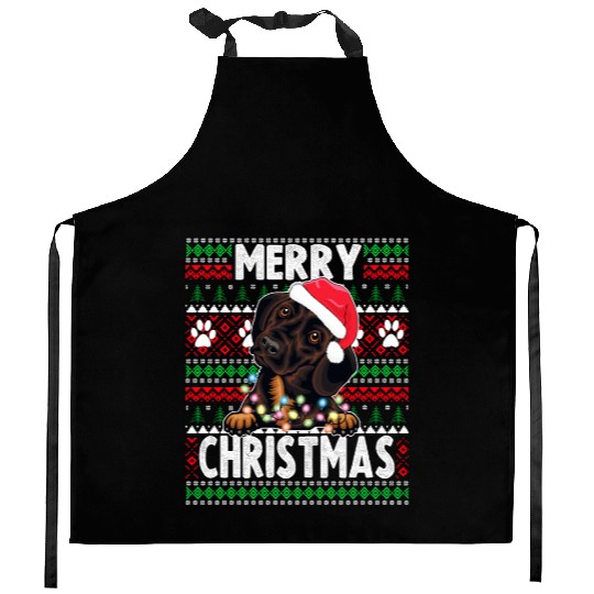 Cute Dog Pajama - Dachshund Dog Lover Christmas Kitchen Aprons