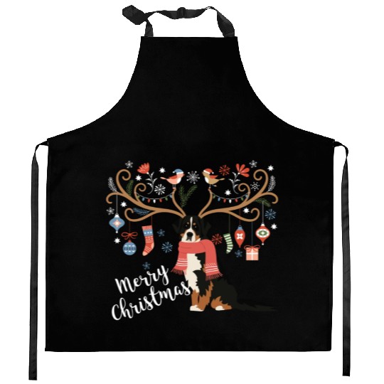Bernese Mountain Dog Christmas Kitchen Aprons