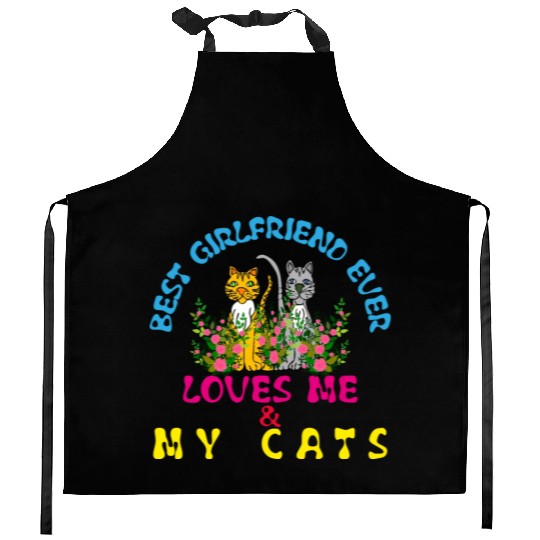 cats & girlfriend Kitchen Aprons