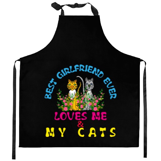 cats & girlfriend Kitchen Aprons