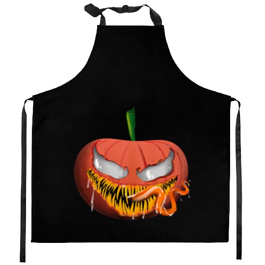 Pumpkin scary face Kitchen Aprons