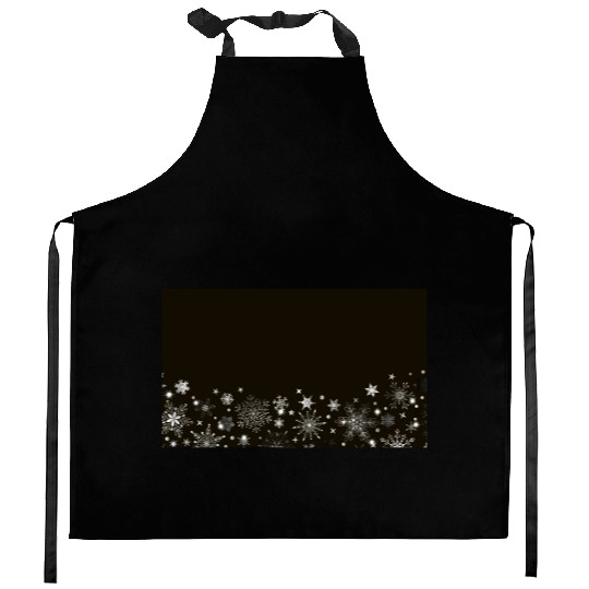 Elegant Black Silver Snowflakes Kitchen Aprons