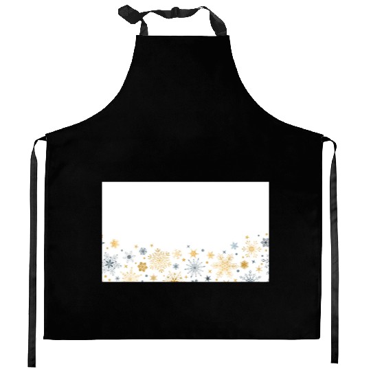 Elegant Snowflakes White Gold Silver Kitchen Aprons