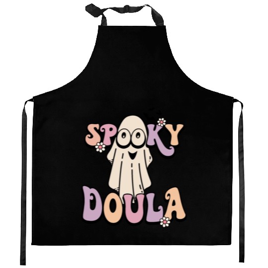 Cute Spooky Doula Halloween Retro Kitchen Aprons