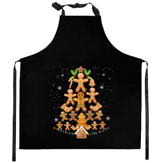 Jolly Gingerbread Christmas Tree Kitchen Aprons Gingerbread