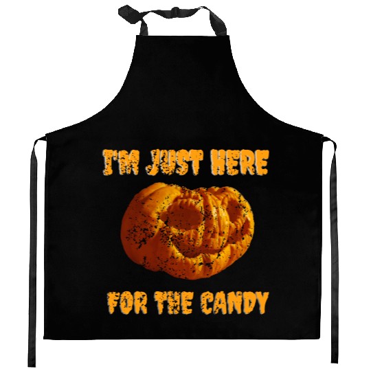 I'M JUST HERE FOR THE CANDY OLD PUMPKIN DRAWING Kitchen Aprons