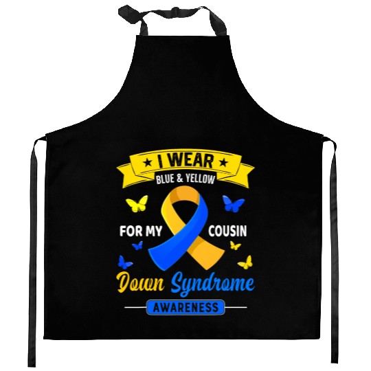 I Wear Blue Yellow For My Cousin Down Syndrome Kitchen Aprons