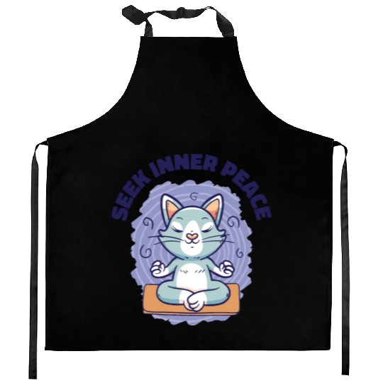 Serenity Cat Yoga Cat Owner Meditation Yoga Fan Kitchen Aprons