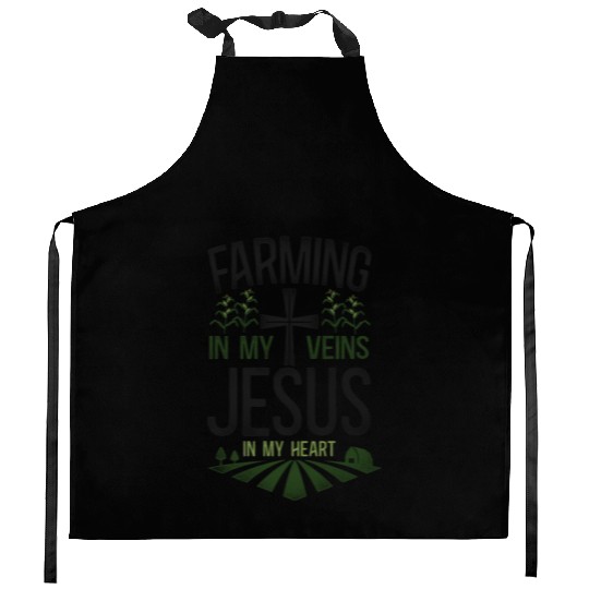 Farming Farmer Faith Christian Kitchen Aprons