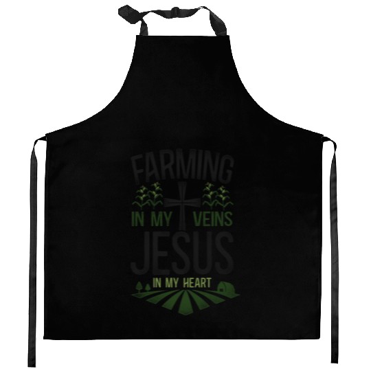 Farming Farmer Faith Christian Kitchen Aprons