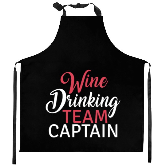 Womens Wine Drinking Team Captain Funny Group Fest Kitchen Aprons