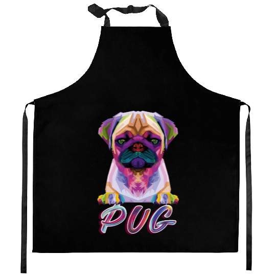 Dog Breed Colorful Pug Kitchen Aprons