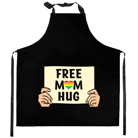 Free Mom Hugs LGBTQ Mother's Support Kitchen Aprons