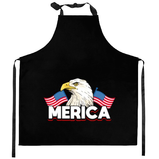 Merica Bald Eagle US Flag Independence Kitchen Aprons
