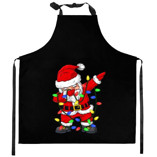 Dabbing Santa Claus Christmas Tree Lights Boys Kid Kitchen Aprons