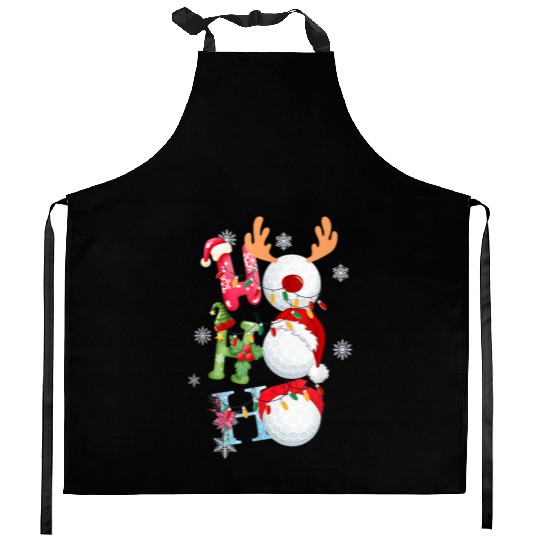 Funny Christmas Ho Ho Ho Santa Reindeer Golf Kitchen Aprons