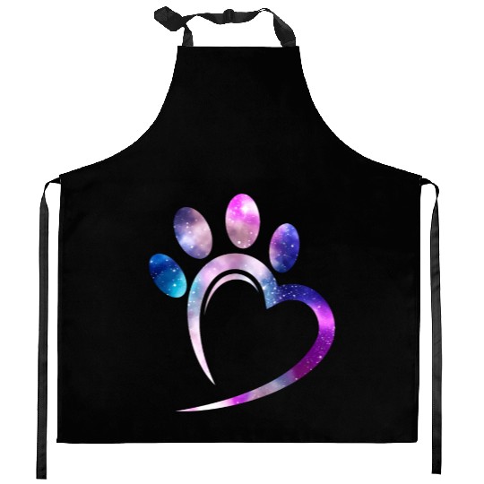 Galaxy Cat Paw Heart Cat Lover Kitchen Aprons