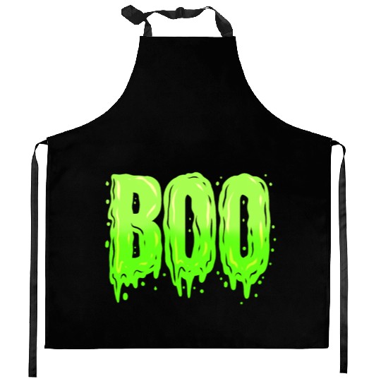 Scary Slime Green Boo Costume For Halloween Kitchen Aprons