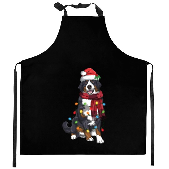 Bernese Mountain Christmas Light Funny Dog Lover Kitchen Aprons