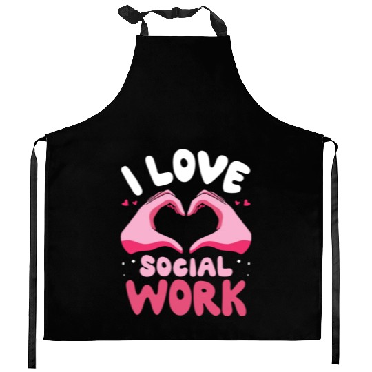 I Love Social Work Job Worker Graduation Kitchen Aprons