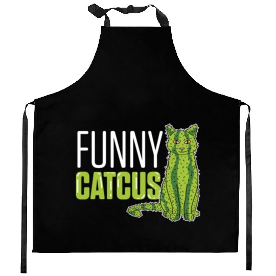 Funny Catcus Cat Mom Gift Kitchen Aprons