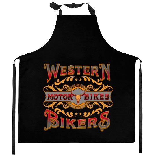 Western Bikers Kitchen Aprons