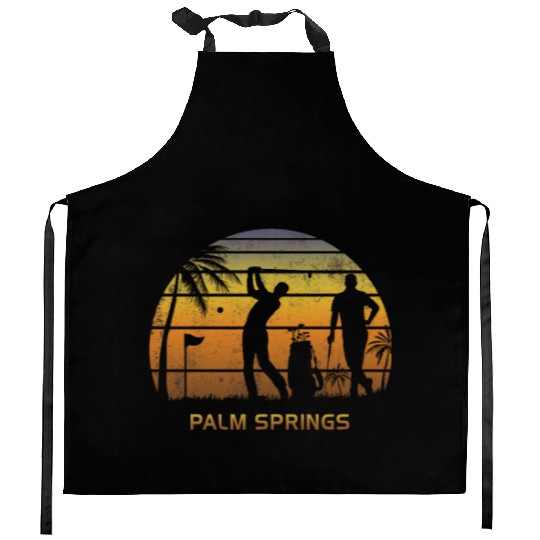 Retro Palm Springs Golf Golfing Fan Golfer Gift Kitchen Aprons