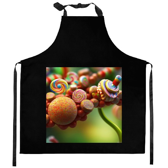 A glimpse into candy land version 4 Kitchen Aprons