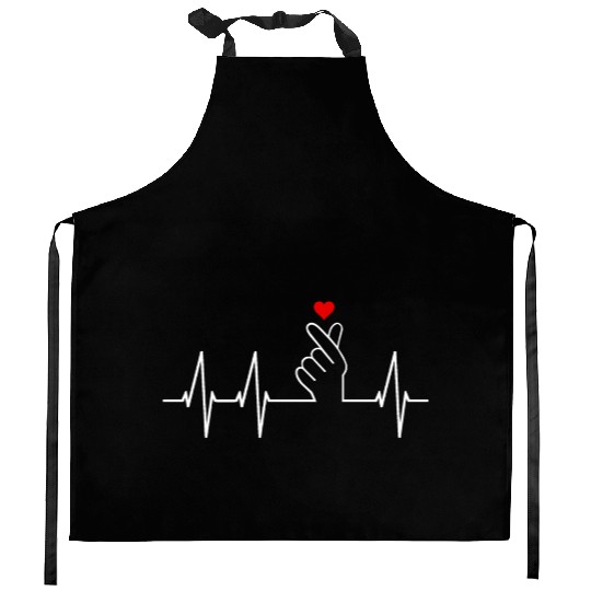 K-pop Merch Saranghae Kpop Sign Finger Heart Kitchen Aprons