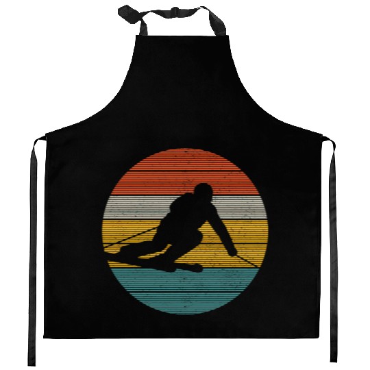 Vintage Ski Skiing Winter Sports Racing Skier Kitchen Aprons