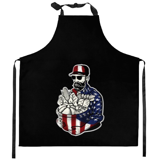 Farming Farmer American Flag Us Kitchen Aprons