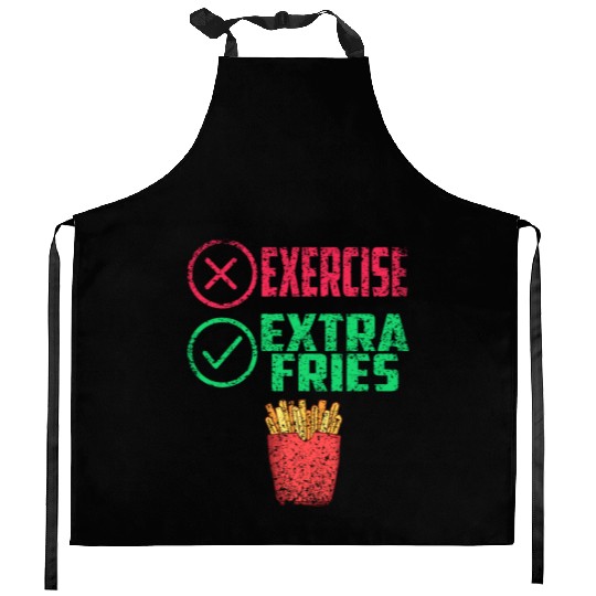 Exercise Extra Fries Workout Chips Gym Kitchen Aprons