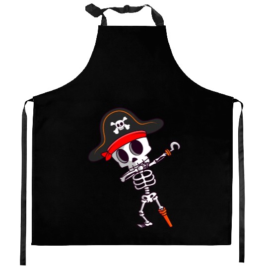 Dabbing Skeleton Pirate Spooky Halloween Kitchen Aprons