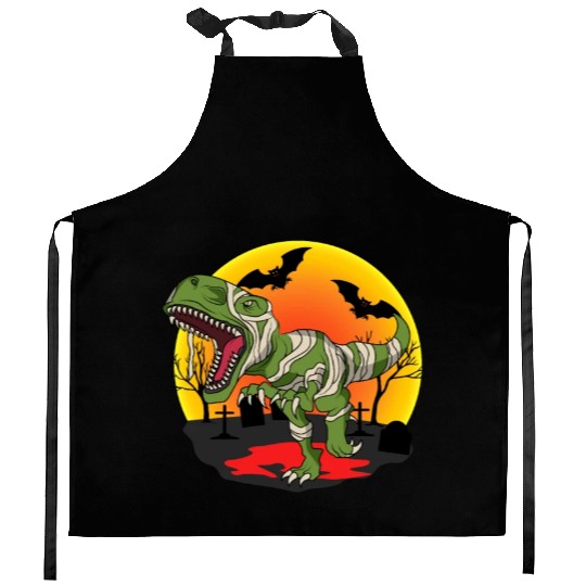 Mummy T-Rex Dinosaur Trick Or Treat Halloween Kitchen Aprons
