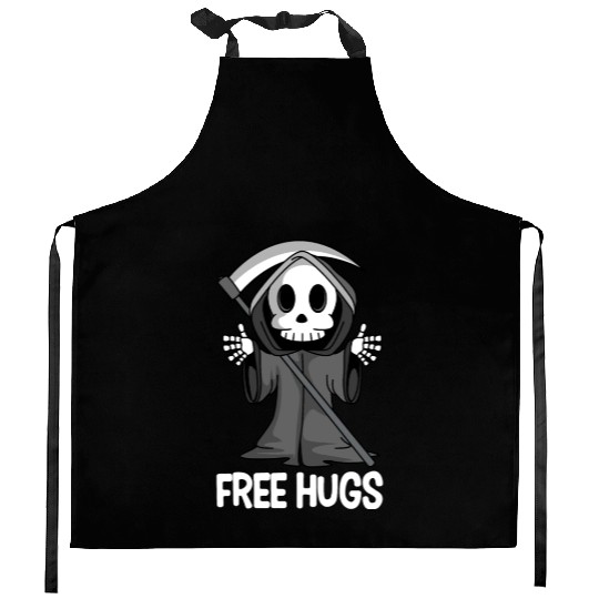 Free Hugs Grim Reaper Spooky Halloween Kitchen Aprons