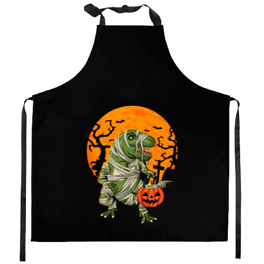 Mummy T-Rex Dinosaur Trick Or Treat Halloween Kitchen Aprons