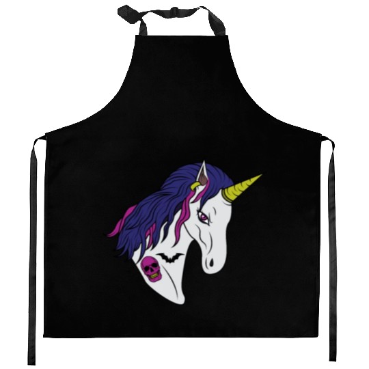 Goth Unicorn Zombie Gothic Occult Halloween Kitchen Aprons