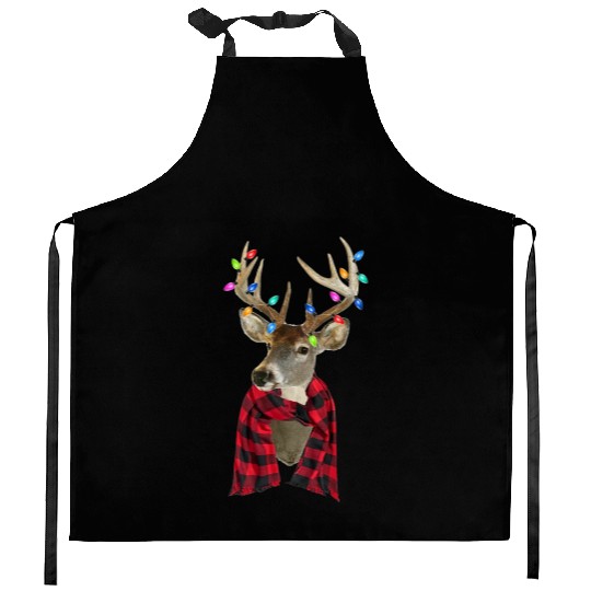 Reindeer Plaid Deer Buffalo Holiday Christmas Kitchen Aprons
