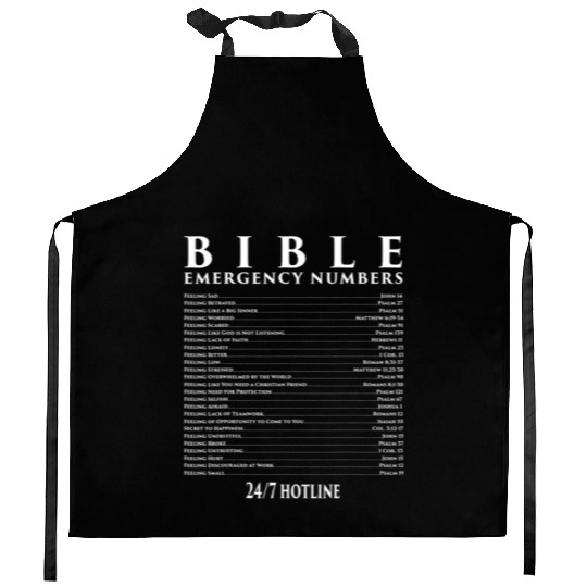 Bible Emergency Hotline Numbers - Cool Christian Kitchen Aprons