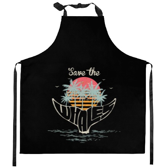 Save The Whales Retro Orca Killer Whale Kitchen Aprons