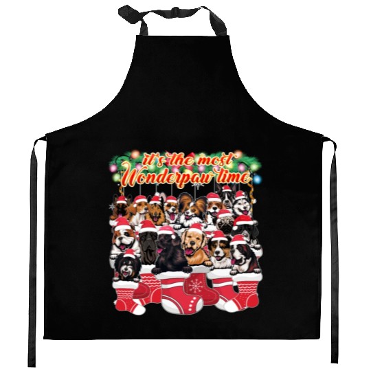 Cute Dog Breeds Christmas Dog Lover Kitchen Aprons